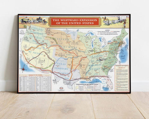 Historic Map - The westward expansion of the United States 1958 - Vintage Wall Art