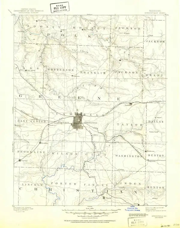 1886 Springfield, MO - Missouri - USGS Topographic Map