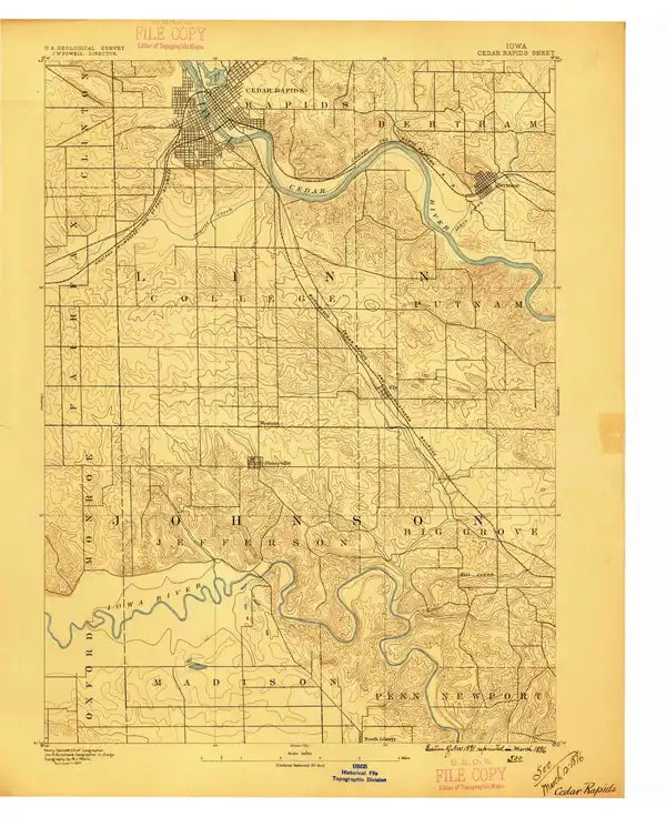1887 Cedar Rapids, IA - Iowa - USGS Topographic Map