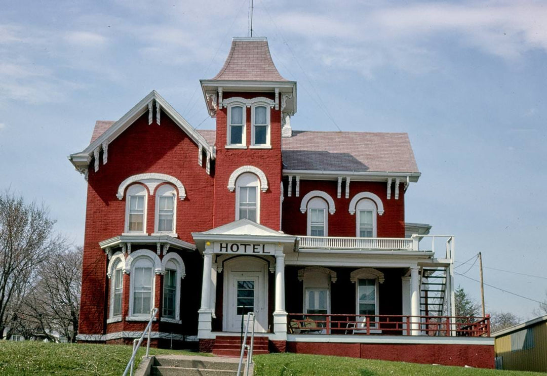 Historic Photo : 1980 Brooklyn Hotel, still open, Front Street, Brooklyn, Iowa | Margolies | Roadside America Collection | Vintage Wall Art :