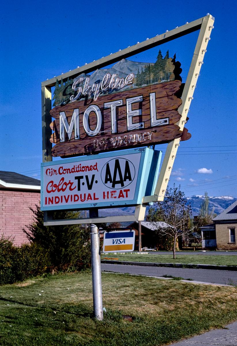 Historic Photo : 1981 Skyline Motel sign, Route 89, Fairview, Utah | Margolies | Roadside America Collection | Vintage Wall Art :