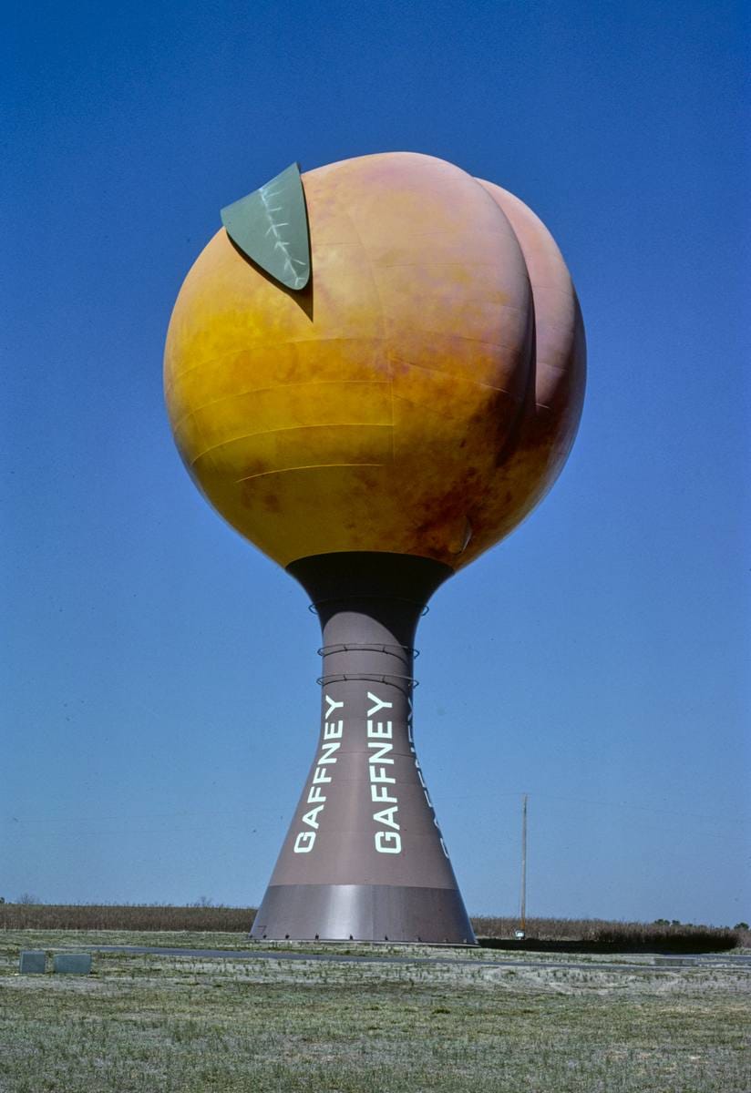 Historic Photo : 1988 Peach water tower, Gaffney, South Carolina | Margolies | Roadside America Collection | Vintage Wall Art :