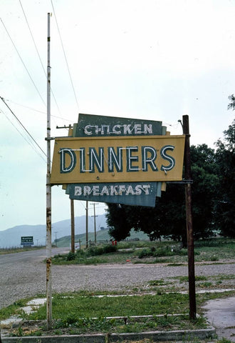 Historic Photo : 1976 Cafe Dining Cars sign, Buellton, California | Margolies | Roadside America Collection | Vintage Wall Art :