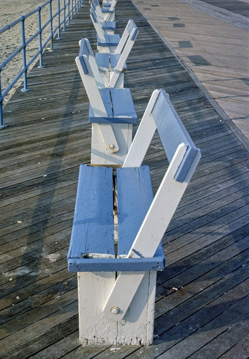 Historic Photo : 1978 Boardwalk benches adjustable, Asbury Park, New Jersey | Margolies | Roadside America Collection | Vintage Wall Art :