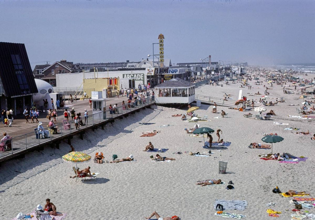 Historic Photo : 1978 Boardwalk past Aztec Motel, Seaside Heights, New Jersey | Margolies | Roadside America Collection | Vintage Wall Art :