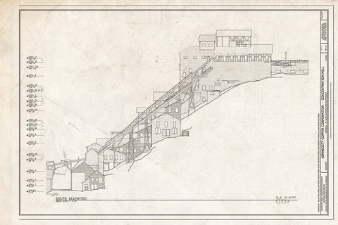 Blueprint South Elevation - Kennecott Copper Corporation, Concentration Mill, On Copper River & Northwestern Railroad, Kennicott, Valdez-Cordova Census Area, AK
