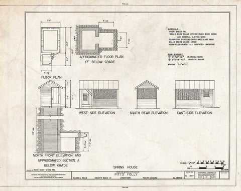 Blueprint Spring House - Pitts' Folly, House & Outbuildings, State Highway 21, Uniontown, Perry County, AL