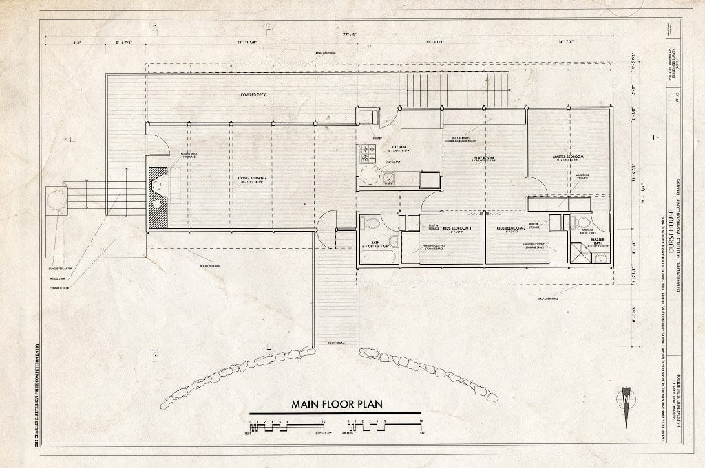 Blueprint Main Floor Plan - Durst House, 857 Fairview Drive, Fayetteville, Washington County, AR