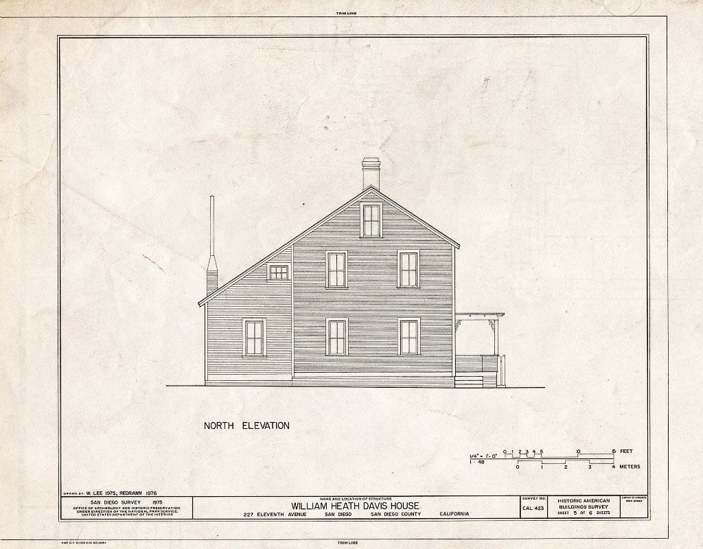 Blueprint HABS Cal,37-SANDI,2- (Sheet 5 of 6) - William Heath Davis House, 227 Eleventh Avenue, San Diego, San Diego County, CA