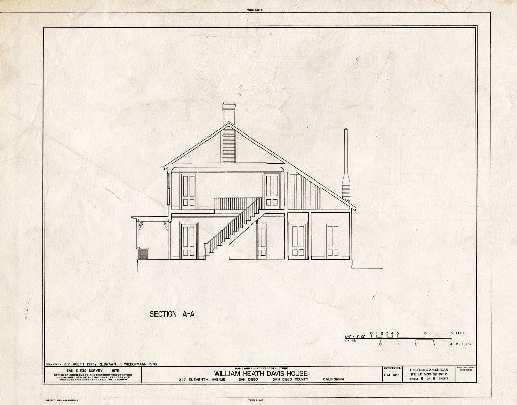Blueprint HABS Cal,37-SANDI,2- (Sheet 6 of 6) - William Heath Davis House, 227 Eleventh Avenue, San Diego, San Diego County, CA