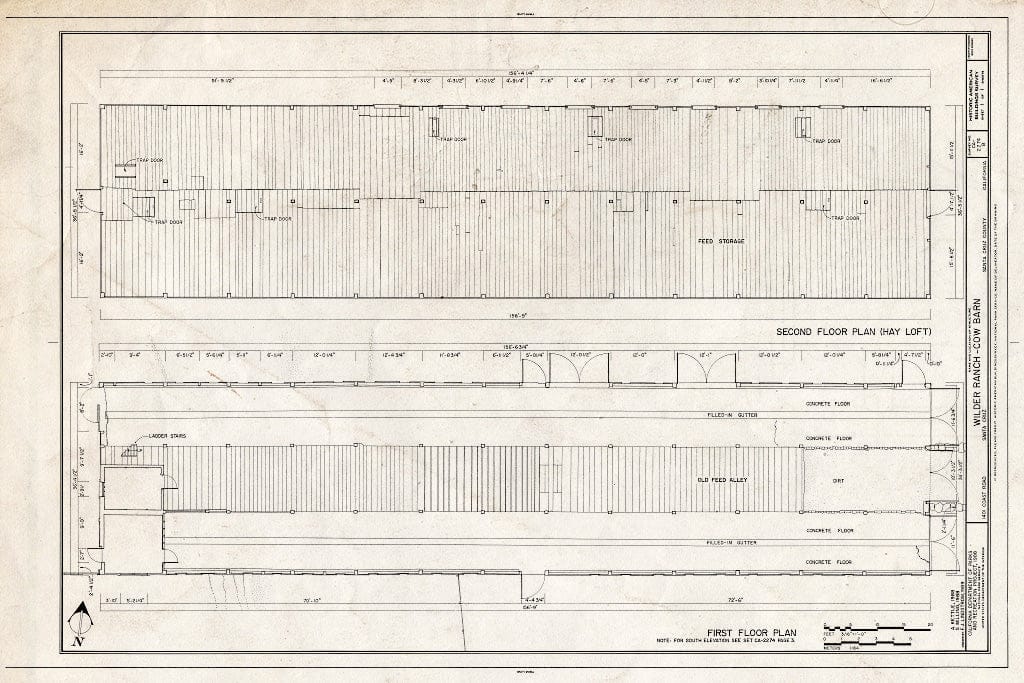 Blueprint HABS Cal,44-SACRU,3-B- (Sheet 1 of 1) - Wilder Ranch, Cow Barn, 1401 Coast Road, Santa Cruz, Santa Cruz County, CA