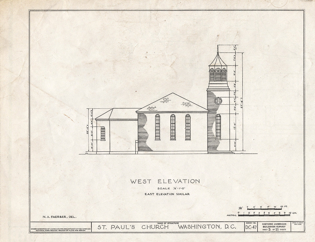 Blueprint HABS DC,WASH,19- (Sheet 3 of 11) - St. Paul's Episcopal Church, Rock Creek Parish, Washington, District of Columbia, DC
