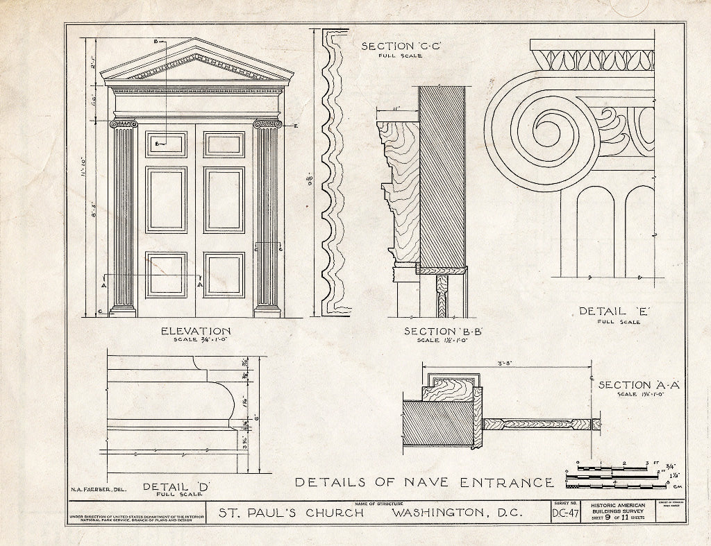 Blueprint HABS DC,WASH,19- (Sheet 9 of 11) - St. Paul's Episcopal Church, Rock Creek Parish, Washington, District of Columbia, DC