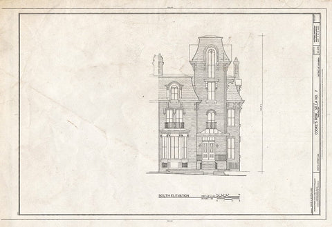 Blueprint South Elevation - Cooke's Row, Villa No. 7, 3027 Q Street, Northwest, Washington, District of Columbia, DC
