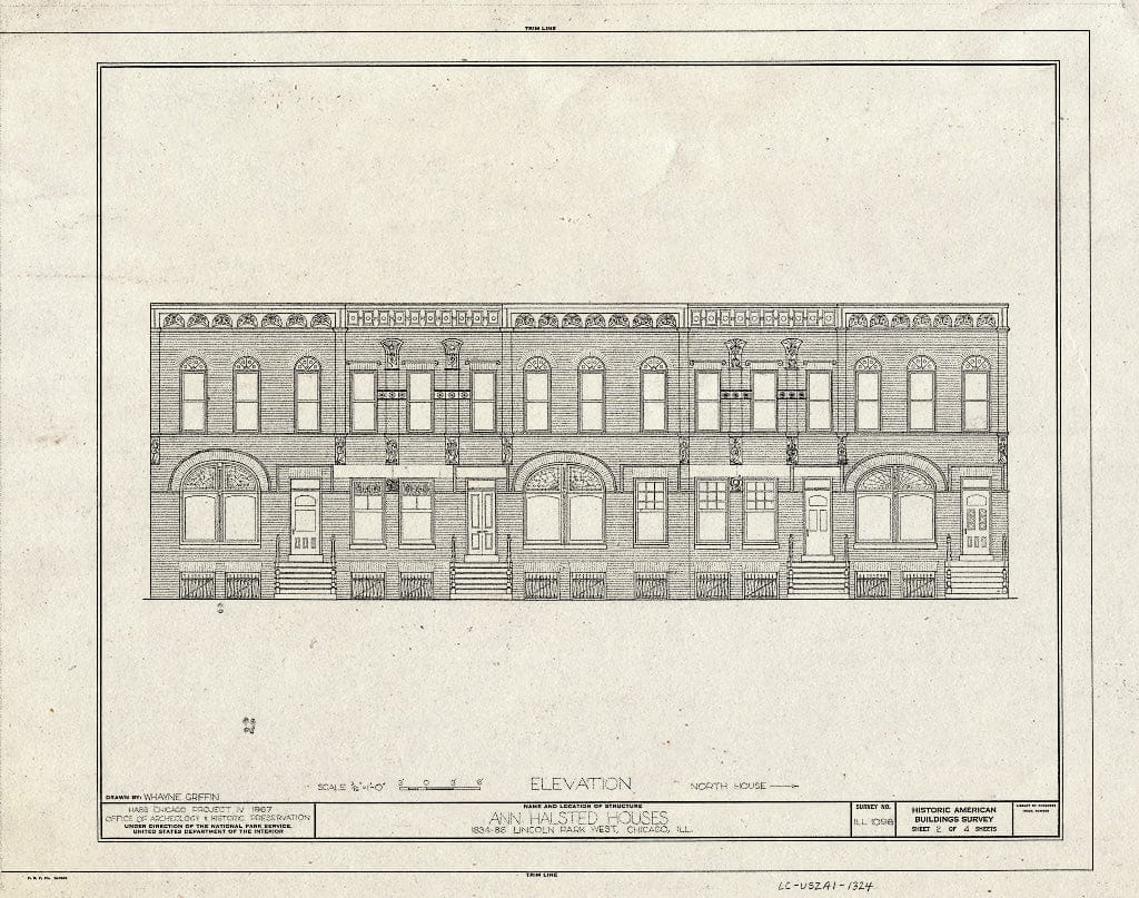 Blueprint HABS Ill,16-CHIG,85- (Sheet 2 of 4) - Ann Halsted Townhouses, 1826-1834 Lincoln Park Avenue West, Chicago, Cook County, IL