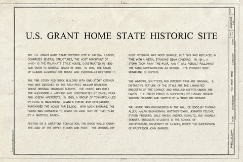 Blueprint Statement of Significance - U.S. Grant House, Bouthillier & Fourth Street, Galena, Jo Daviess County, IL