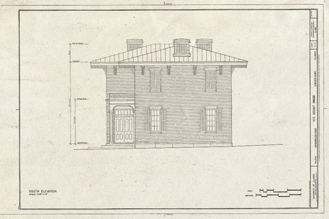 Blueprint South Elevation - U.S. Grant House, Bouthillier & Fourth Street, Galena, Jo Daviess County, IL