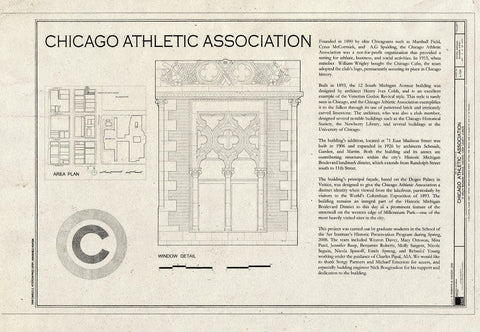 Blueprint Statement of Significance - Chicago Athletic Association, 12 South Michigan Avenue, Chicago, Cook County, IL