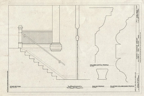 Blueprint Stair Details - Paxton Carnegie Library, 254 South Market Street, Paxton, Ford County, IL