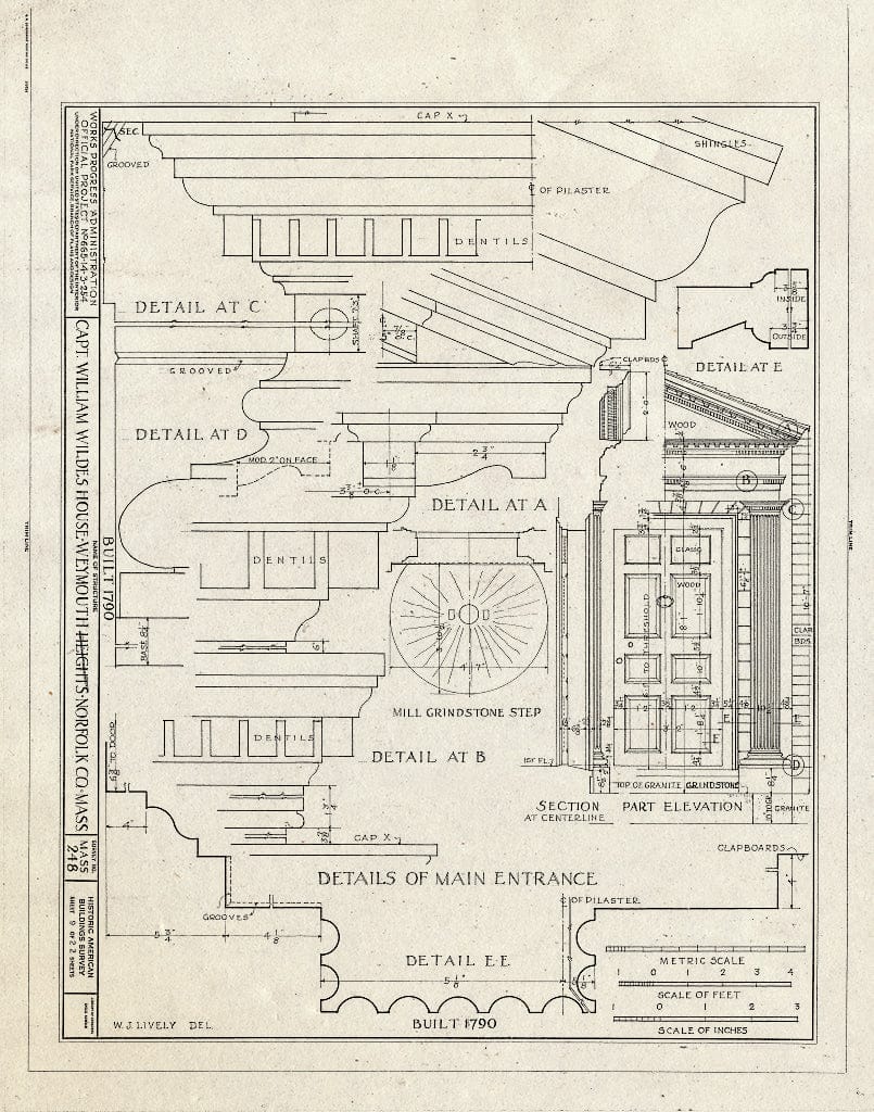 Blueprint HABS Mass,11-WEYMO,1- (Sheet 9 of 22) - Captain William Wildes House, 872 Commercial Street, Weymouth, Norfolk County, MA