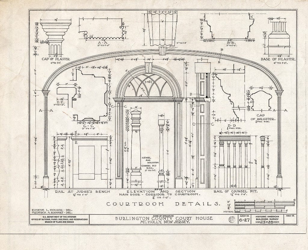 Blueprint HABS NJ,3-MOUHO,1- (Sheet 25 of 28) - Burlington County Courthouse, High Street, Mount Holly, Burlington County, NJ