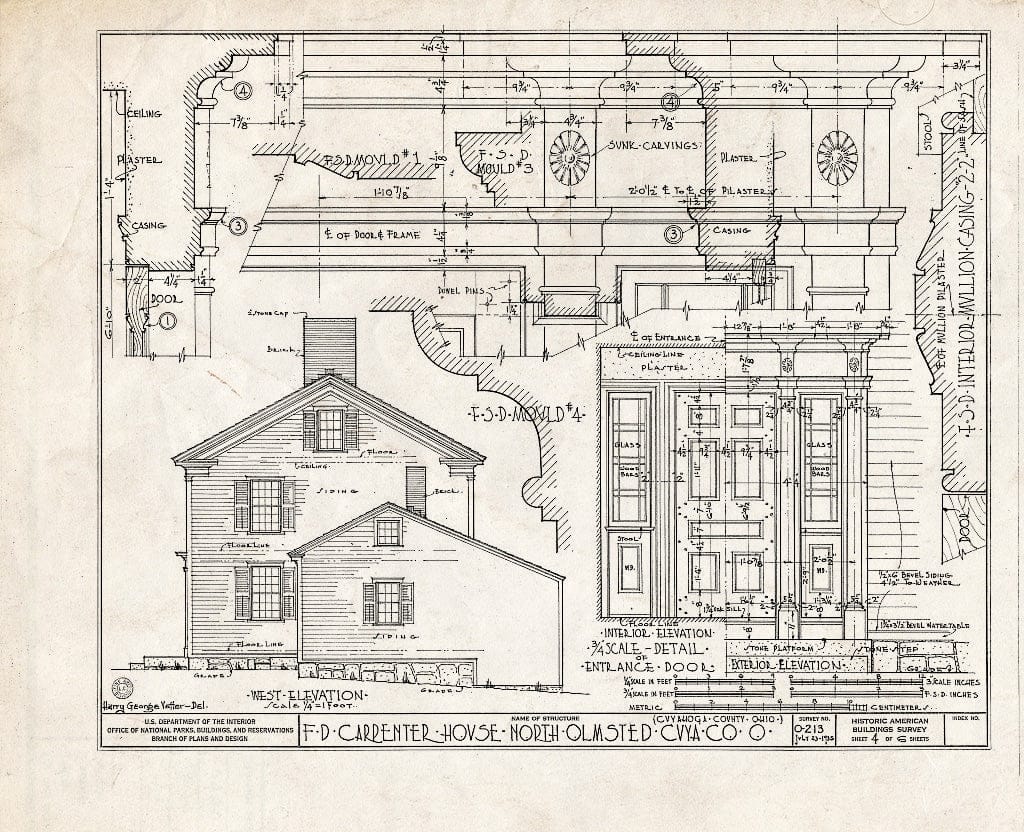 Blueprint HABS Ohio,18-OLMN,1- (Sheet 4 of 6) - F. D. Carpenter House, Lorain Road, North Olmsted, Cuyahoga County, OH