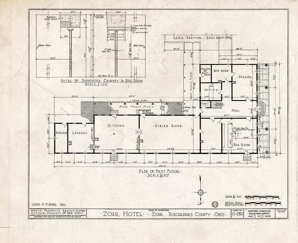 Blueprint HABS Ohio,79-ZOAR,2- (Sheet 1 of 11) - Zoar Hotel, Second & Main Streets, Zoar, Tuscarawas County, OH