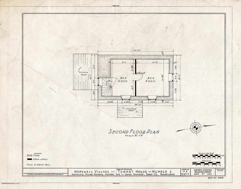 Blueprint HABS PA,6-HOPVI,19- (Sheet 2 of 7) - Hopewell Village, Tenant House No. 1, State Route 345 Vicinity, Hopewell, Chester County, PA