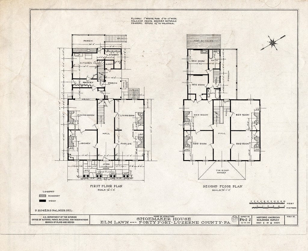 Blueprint HABS PA,40-FOFO,2- (Sheet 1 of 6) - Shoemaker House, 1577 Wyoming Avenue, Forty Fort, Luzerne County, PA