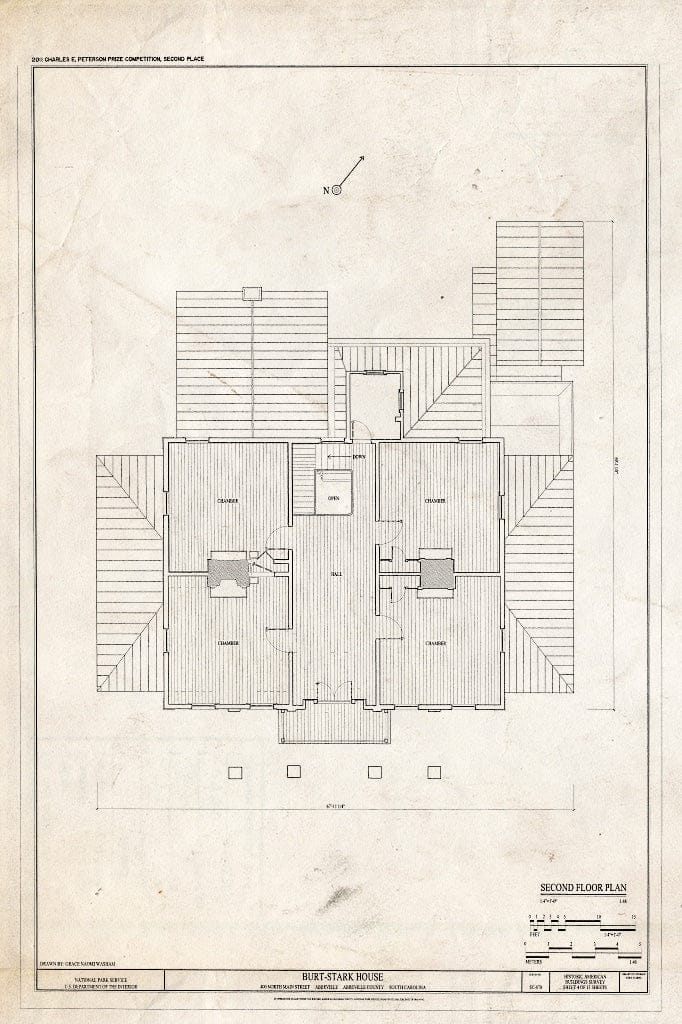 Blueprint Second Floor Plan - Burt-Stark Mansion, 400 North Main Street, Abbeville, Abbeville County, SC