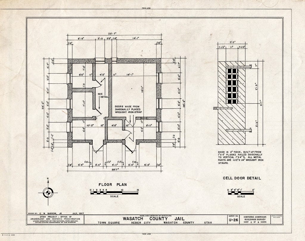 Blueprint HABS Utah,26-Heber,2- (Sheet 2 of 3) - Wasatch County Jail, Center Street, Heber City, Wasatch County, UT