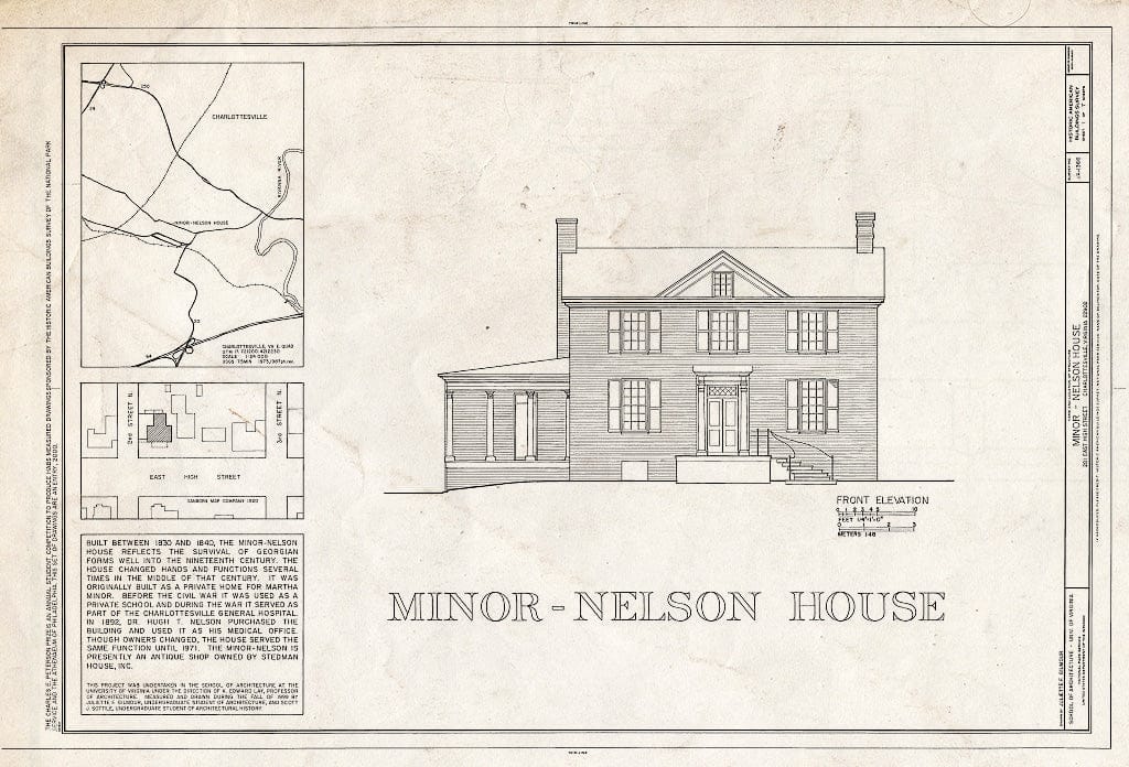 Blueprint HABS VA,2-Char,27- (Sheet 1 of 7) - Minor-Nelson House, 201 East High Street, Charlottesville, Charlottesville, VA