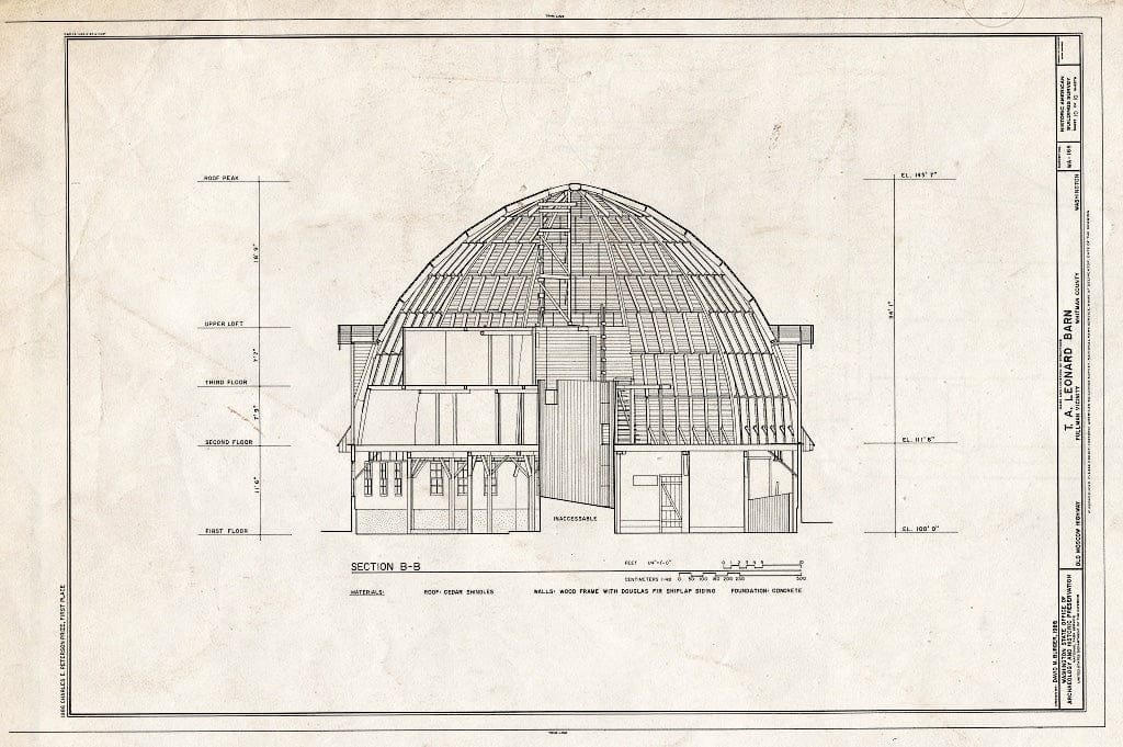 Blueprint HABS WASH,38-Pull.V,1- (Sheet 10 of 10) - T. A. Leonard Barn, Old Moscow Highway, Pullman, Whitman County, WA