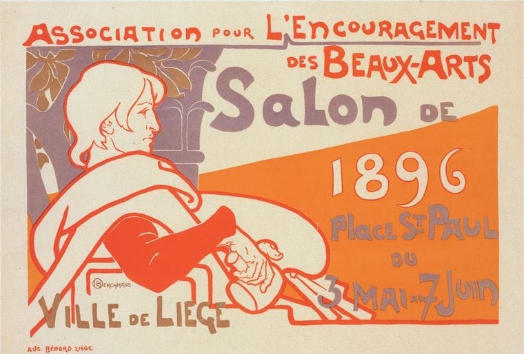 Art Print : Affiche belge Pour l'Association Pour l'Encouragement des Beaux-Arts de la Ville de Liege, Salon de 1896', 1898 - Vintage Wall Art