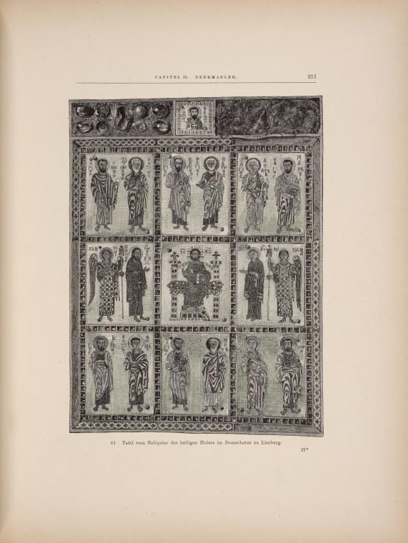 Art Print : Tafel vom Reliquiar des heiligen Holzes im Domschatze zu Limburg, 1892 - Vintage Wall Art