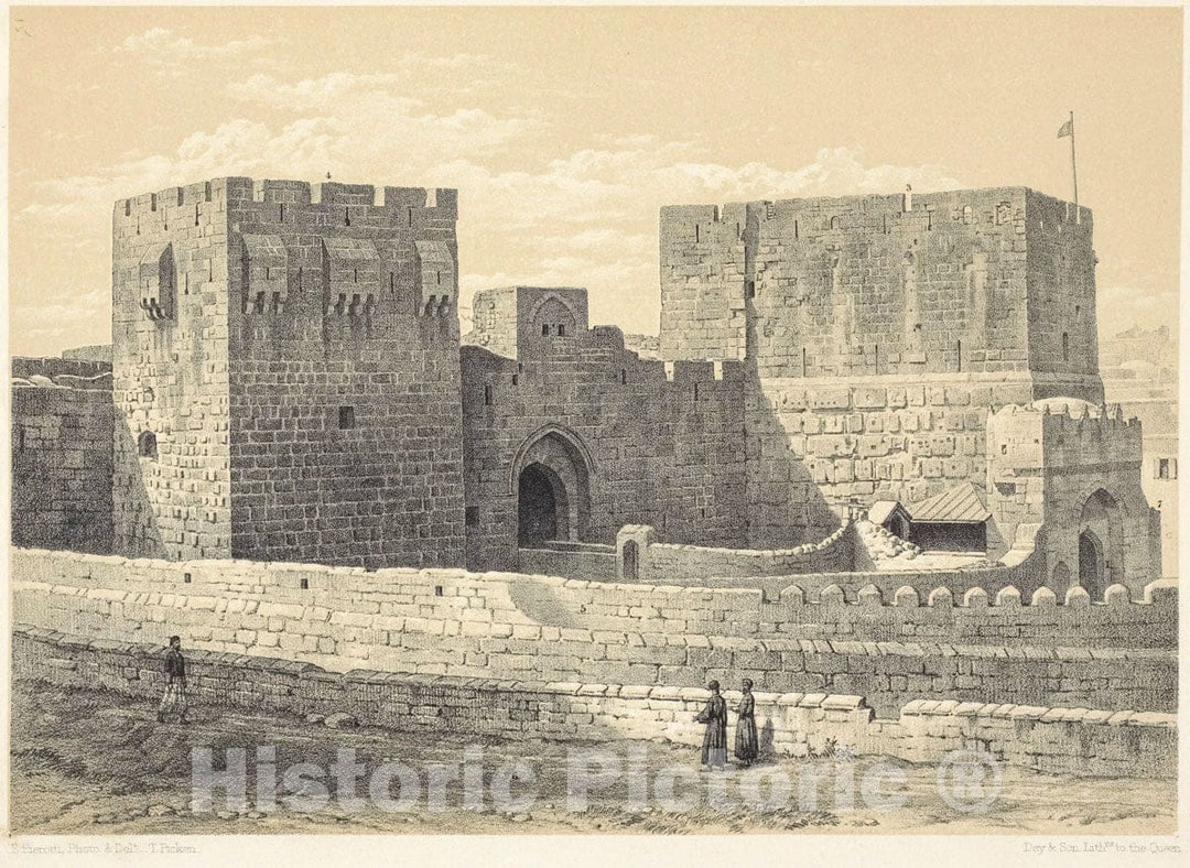 Art Print : 1864, The Towers Phasaelus and Mariamne. The Tower Hippicus is Concealed by Phasaelus. - Vintage Wall Art