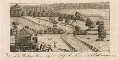 Art Print : 1788, View from Bushongo Tavern 5 Miles from York Town on The Baltimore Road. - Vintage Wall Art