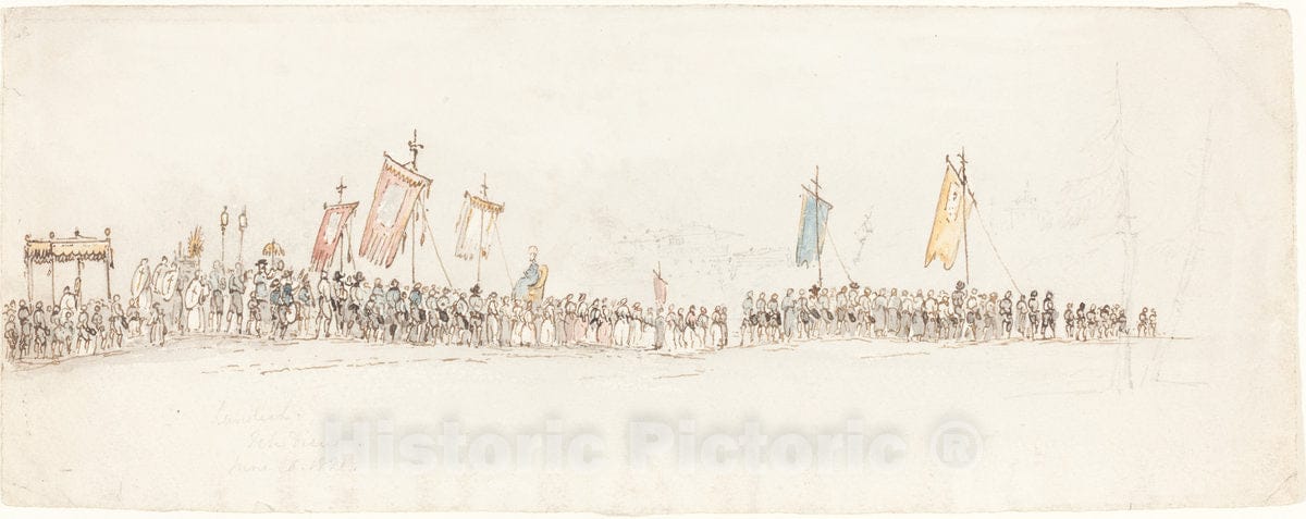 Art Print : George Jones, Religious Procession in Landeck, 1820 - Vintage Wall Art