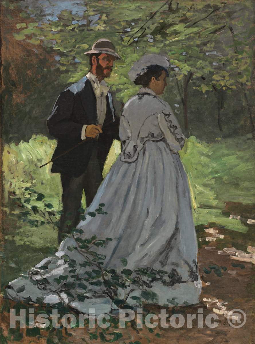 Art Print : Claude Monet, Bazille and Camille (Study for Déjeuner sur l'Herbe), 1865 - Vintage Wall Art
