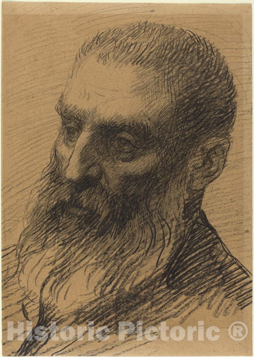 Art Print : Alphonse Legros, Head of a Man Facing Left - Vintage Wall Art