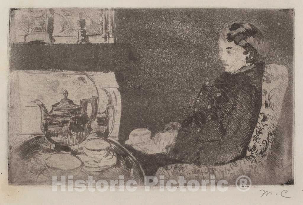 Art Print : Mary Cassatt, Lydia at Afternoon Tea, 1882 - Vintage Wall Art