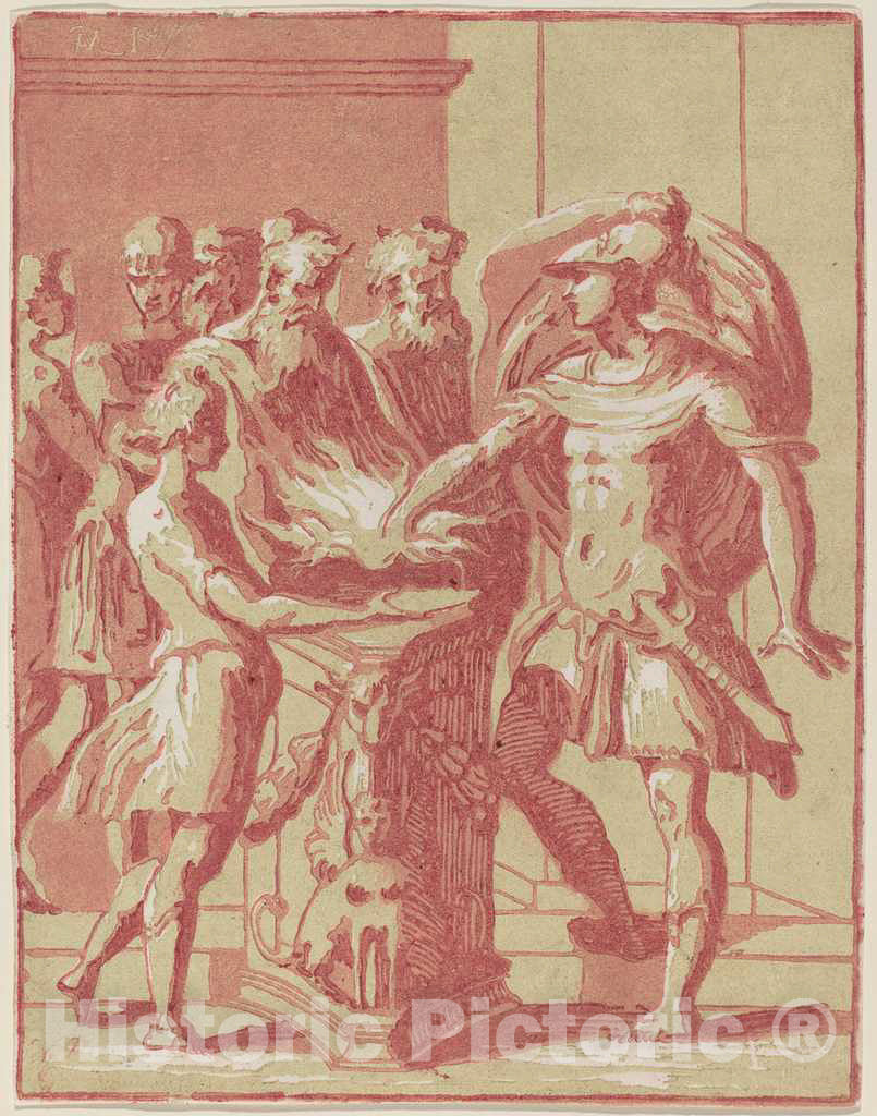 Art Print : Conte Antonio Maria Zanetti I, Mucius Scaevola - Vintage Wall Art