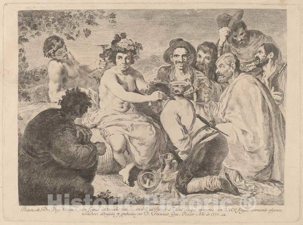 Art Print : De Goya After Diego Velázquez, Baco (Bacchus), 1778 - Vintage Wall Art