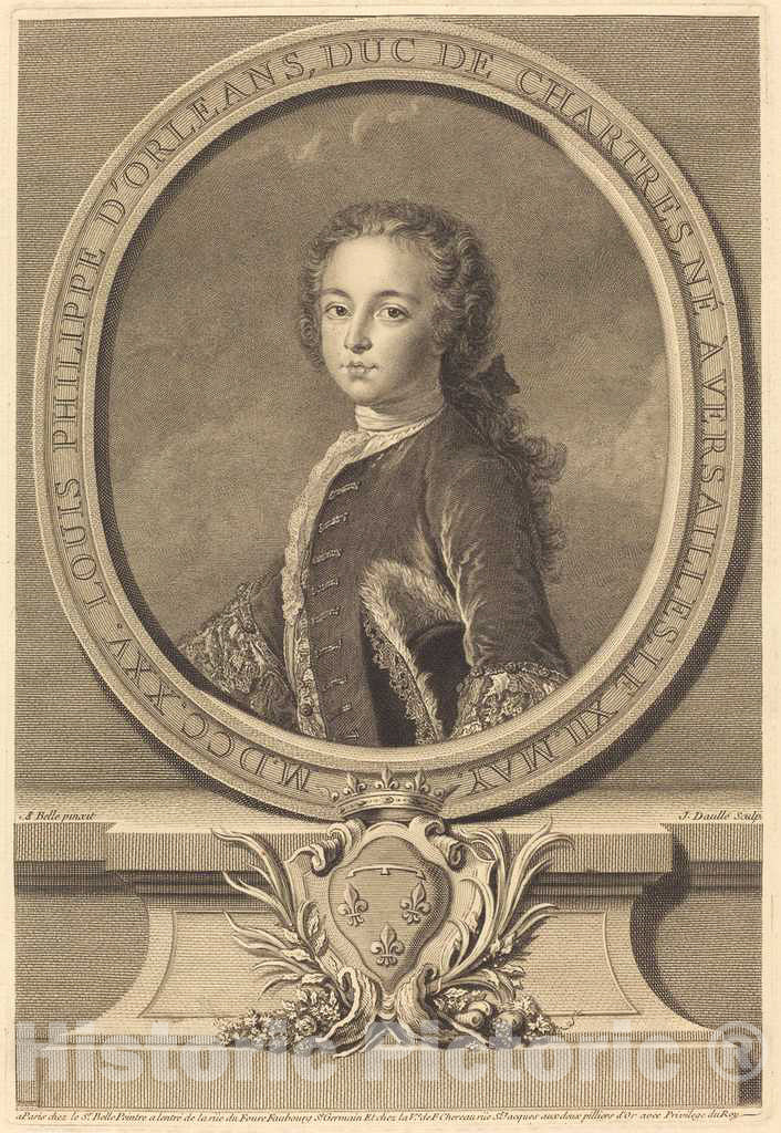 Art Print : Daullé After Alexis-Belle, Louis Philippe d'Orléans - Vintage Wall Art