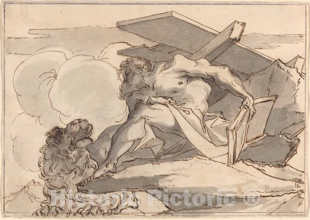 Art Print : Paul Troger, Saint Jerome in The Wilderness - Vintage Wall Art