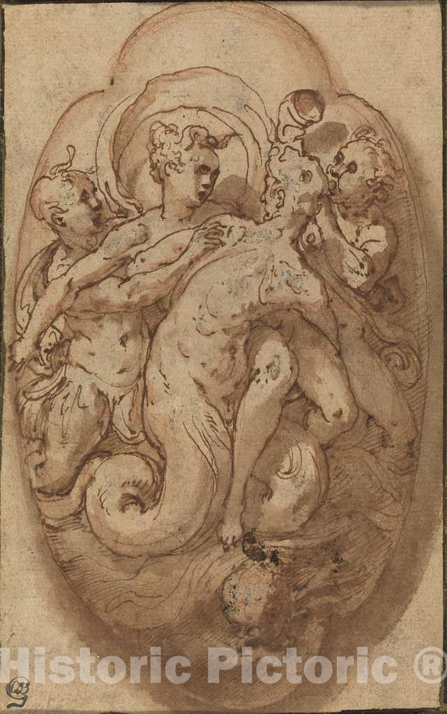 Art Print : Taddeo Zuccaro, Mythological Figures, c. 1561 - Vintage Wall Art