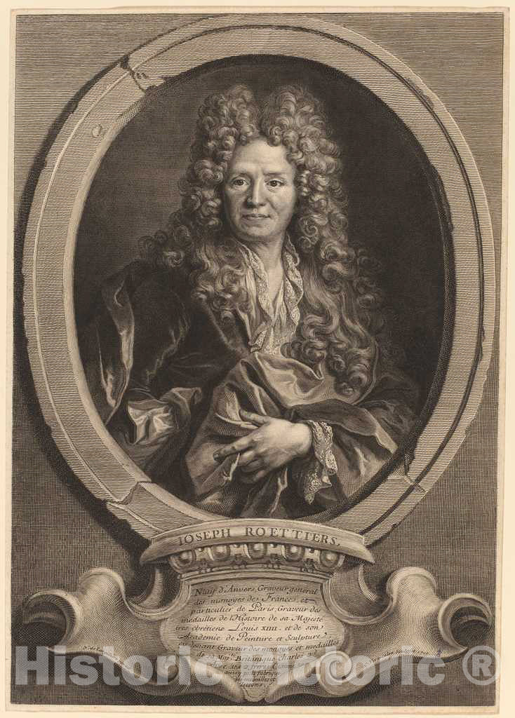 Art Print : Vermeulen After Nicolas de Largillierre, Joseph Roettiers, 1700 - Vintage Wall Art