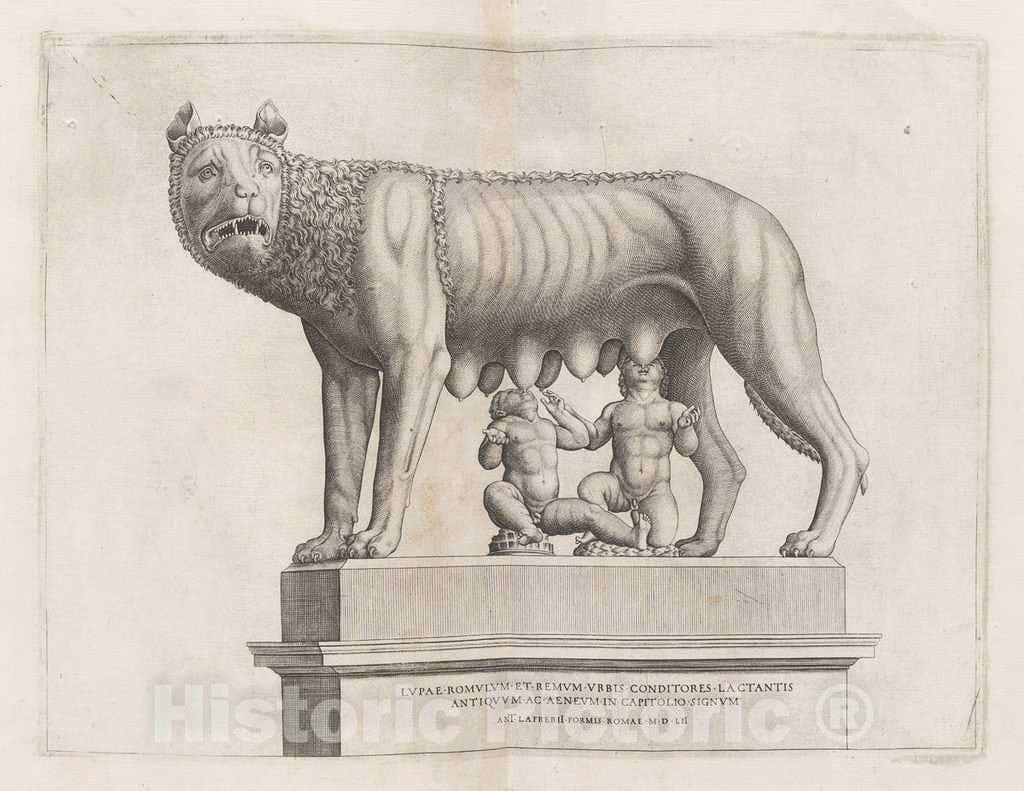 Art Print : Capitoline Wolf with Romulus and Remus 1552, Italian 16th Century - Vintage Wall Art