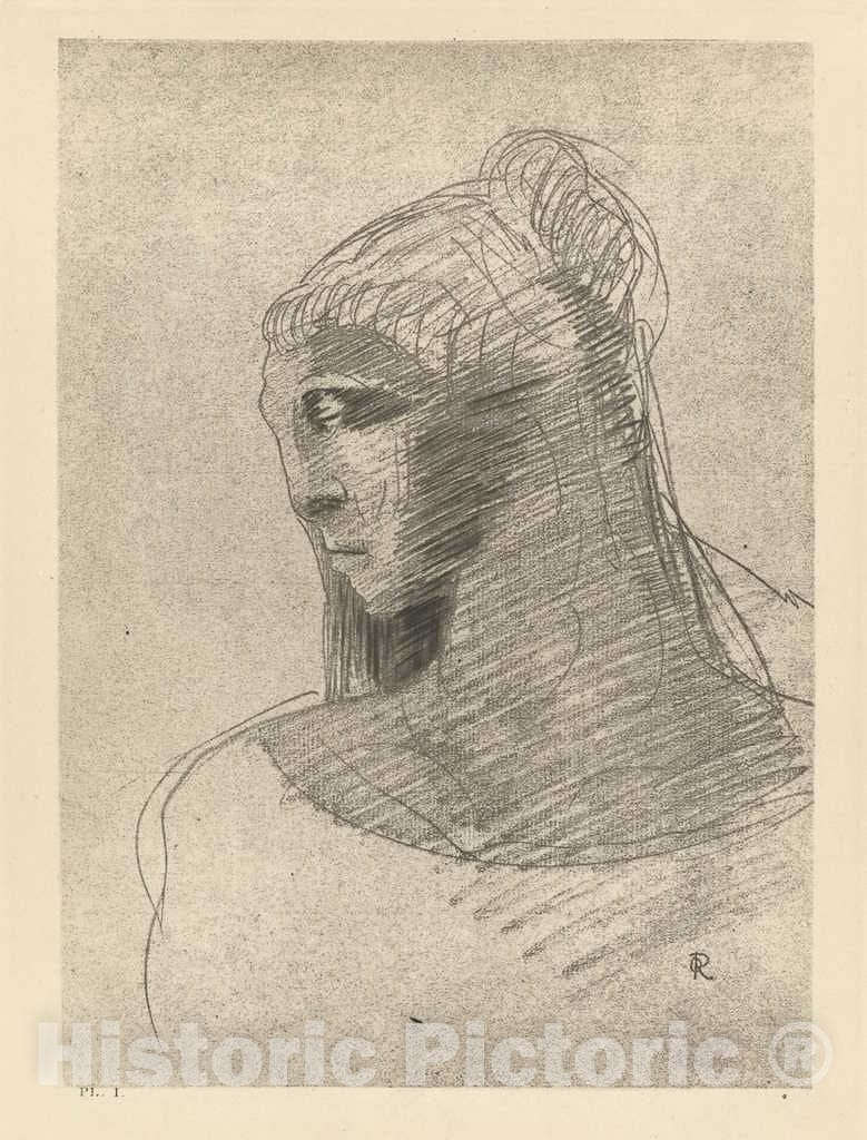 Art Print : Odilon Redon, I Adore You as I Adore The Vault of The Night Sky, O Vessel of Sadness, O Tall Silent Woman, 1890 - Vintage Wall Art
