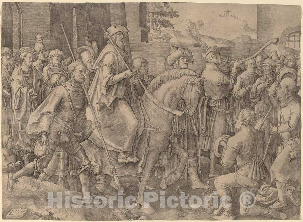 Art Print : Lucas Van Leyden, The Triumph of Mordecai, 1515 - Vintage Wall Art